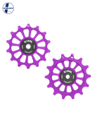 Oversized Derailleur Pulleys for Shimano 12 Speed MTB - Hybrid Ceramic - 14/14T - Purple - DERAILLEUR PULLEYS