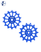 Oversized Derailleur Pulleys for Shimano 12 Speed MTB - Hybrid Ceramic - 14/14T - Blue - DERAILLEUR PULLEYS
