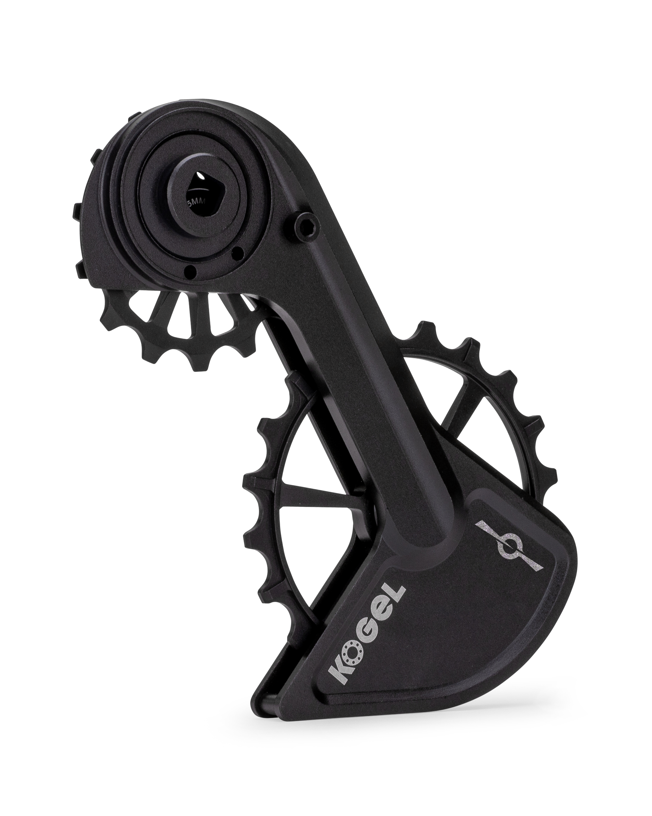 Kogel Speed Kolossos Pulsar oversized derailleur cage, angled view of the cage and oversized pulley wheels