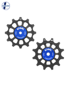 Oversized Derailleur Pulleys for Shimano 11 Speed Road & MTB - Hybrid Ceramic - 12/12T - Cross / Black - DERAILLEUR