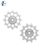 Oversized Derailleur Pulleys for Shimano 11 Speed Road & MTB - Hybrid Ceramic - 12/12T - Cross / Raw - DERAILLEUR