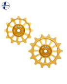Oversized Derailleur Pulleys for SRAM XPLR 12 Speed - Hybrid Ceramic - 12/14T - Cross / Gold - DERAILLEUR PULLEYS