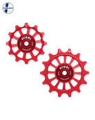 Oversized Derailleur Pulleys for SRAM XPLR 12 Speed - Hybrid Ceramic - 12/14T - Cross / Red - DERAILLEUR PULLEYS