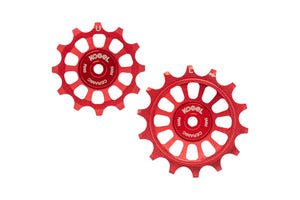 12/14T Oversized derailleur pulleys for Shimano Dura Ace R9100, Ultegra R8000/R8100 and 105 R7000 - Fire Engine Red